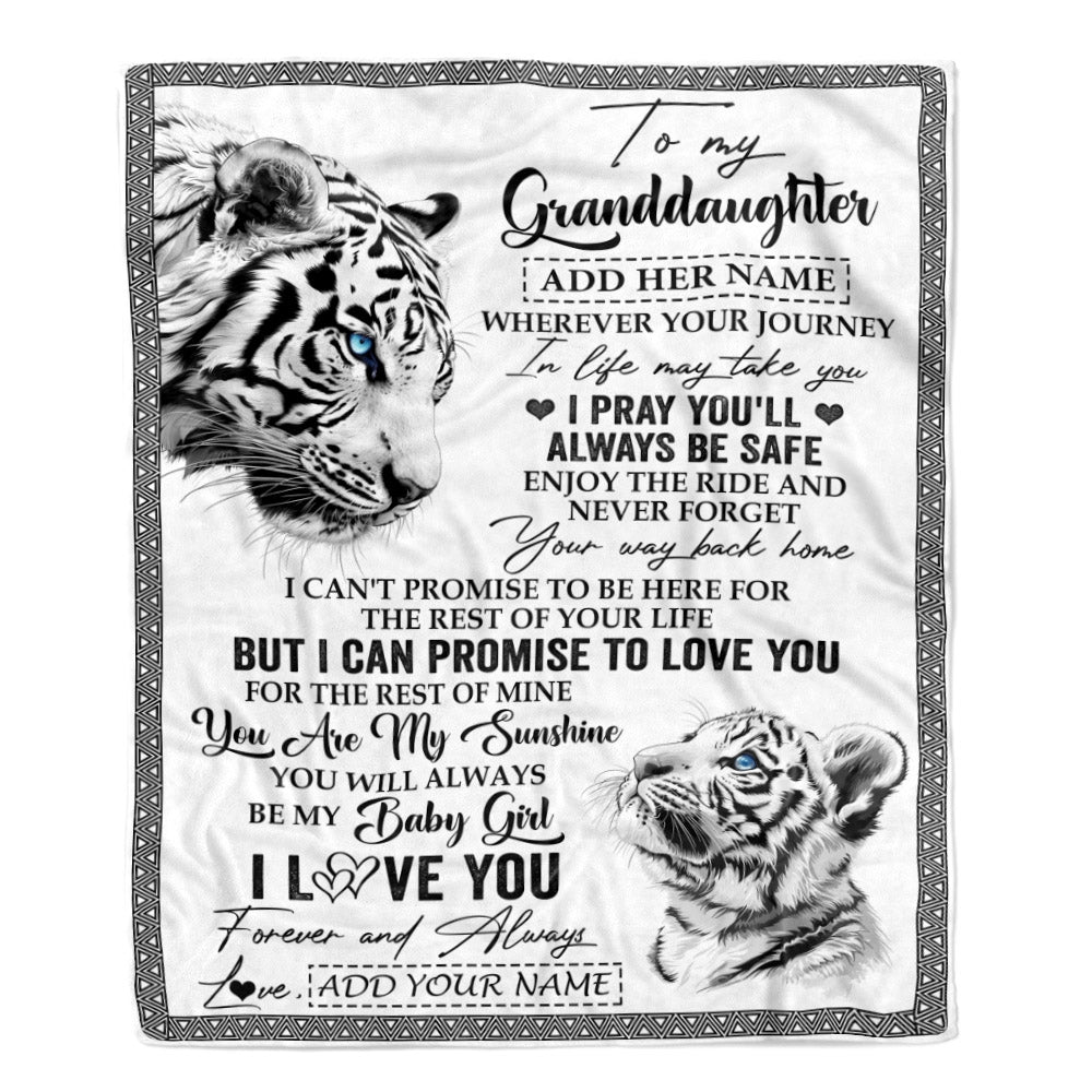 Personalized To My Granddaughter Gifts Blanket From Grandma Wherever Your Journey In Life White Tier Granddaughter Birthday Gifts Christmas Fleece Blanket | teecentury
