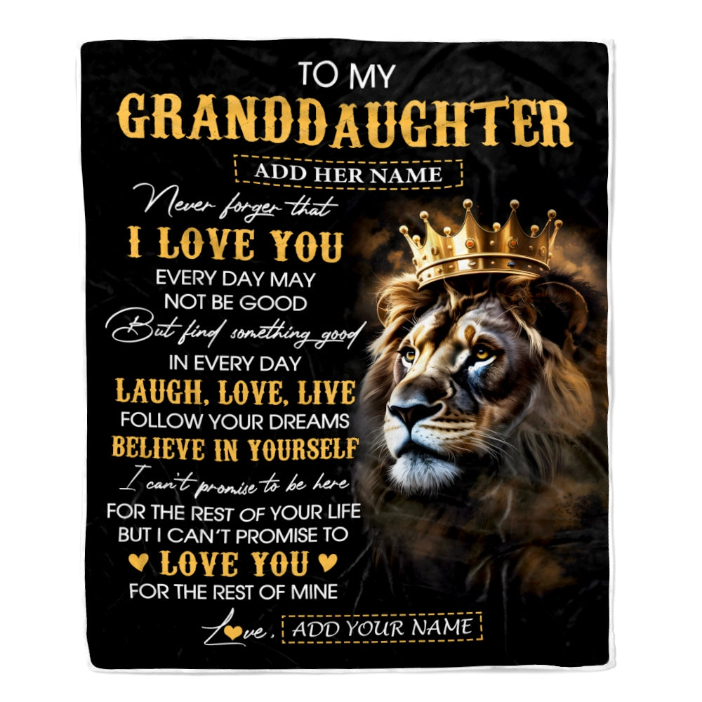 Personalized To My Granddaughter Gifts Blanket From Grandpa Laugh Love Live Lion Granddaughter Happy Birthday Gifts Graduation Christmas Fleece Blanket | teecentury