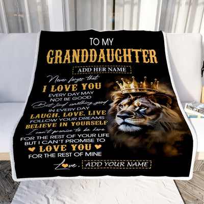 Personalized To My Granddaughter Gifts Blanket From Grandpa Laugh Love Live Lion Granddaughter Happy Birthday Gifts Graduation Christmas Fleece Blanket | teecentury