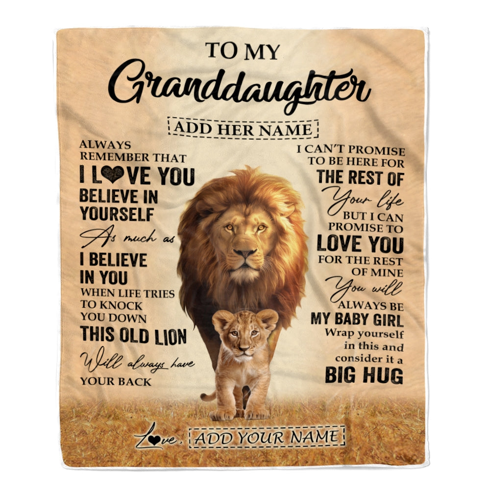 Personalized To My Granddaughter Gifts Blanket From Grandpa Papa Always Remember Lion Gifts For Granddaughter Birthday Graduation Christmas Fleece Blanket | teecentury