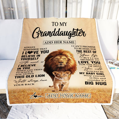 Personalized To My Granddaughter Gifts Blanket From Grandpa Papa Always Remember Lion Gifts For Granddaughter Birthday Graduation Christmas Fleece Blanket | teecentury