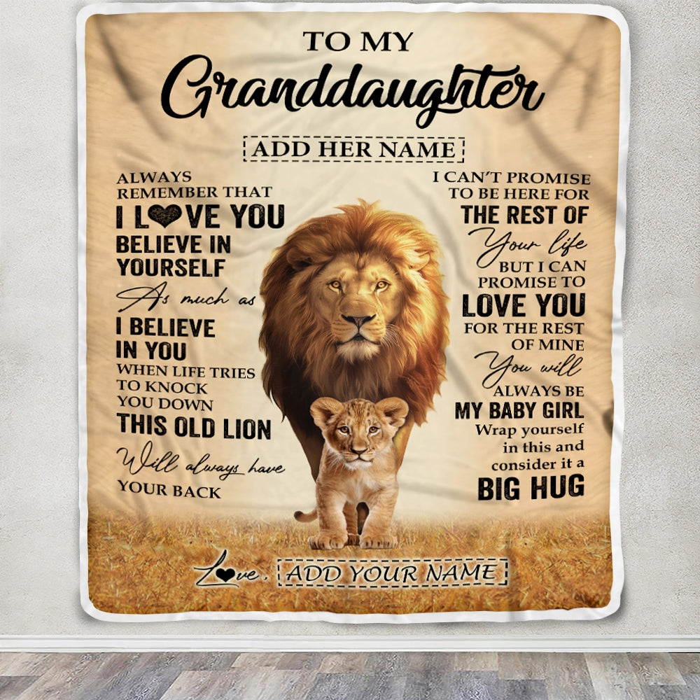 Personalized To My Granddaughter Gifts Blanket From Grandpa Papa Always Remember Lion Gifts For Granddaughter Birthday Graduation Christmas Fleece Blanket | teecentury