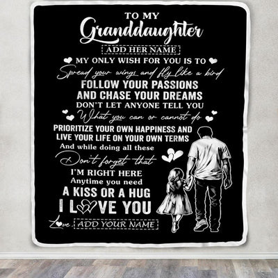 Personalized To My Granddaughter Gifts Blanket From Grandpa Papa My Only Wish For You Granddaughter Birthday Gifts Graduation Christmas Fleece Throw Blanket | teecentury