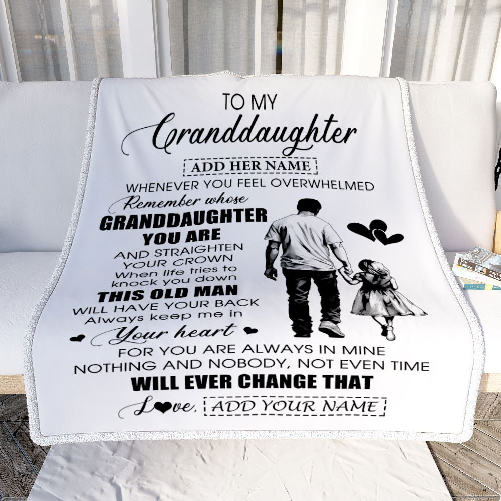 Personalized To My Granddaughter Gifts Blanket From Grandpa Papa Whenever Man Unique Birthday Gifts For Granddaughter Graduation Christmas Fleece Blanket | teecentury