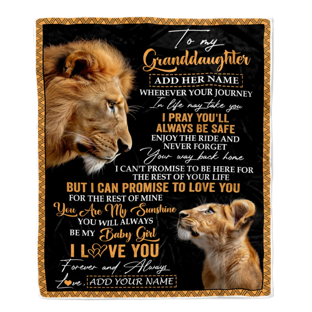 Personalized To My Granddaughter Gifts Blanket From Grandpa Papa Wherever Your Journey In Life Lion Granddaughter Birthday Gifts Christmas Fleece Blanket | teecentury