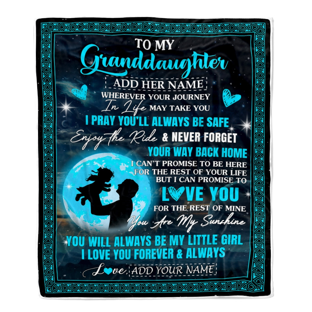 Personalized To My Granddaughter Gifts Blanket From Grandpa Promise To Love You Gifts For Granddaughter Birthday Graduation Christmas Custom Fleece Blanket | teecentury