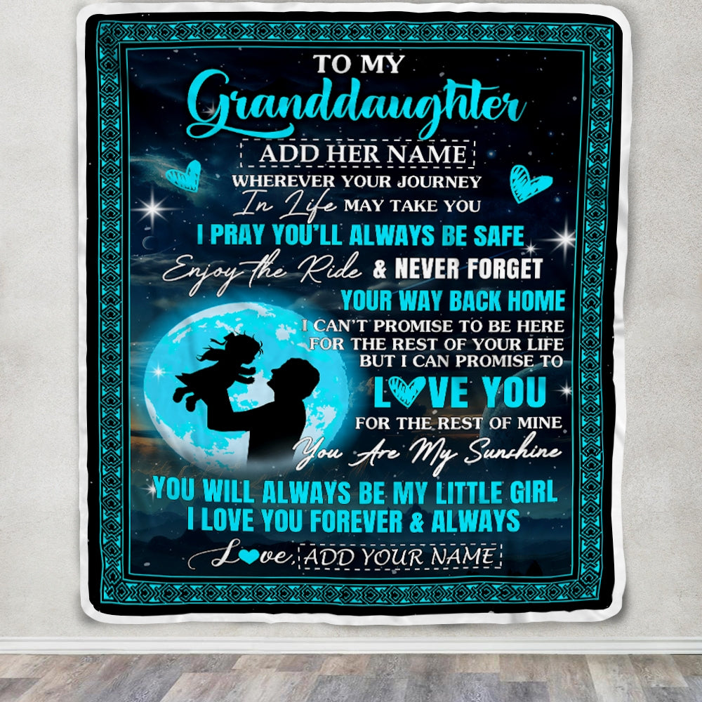 Personalized To My Granddaughter Gifts Blanket From Grandpa Promise To Love You Gifts For Granddaughter Birthday Graduation Christmas Custom Fleece Blanket | teecentury