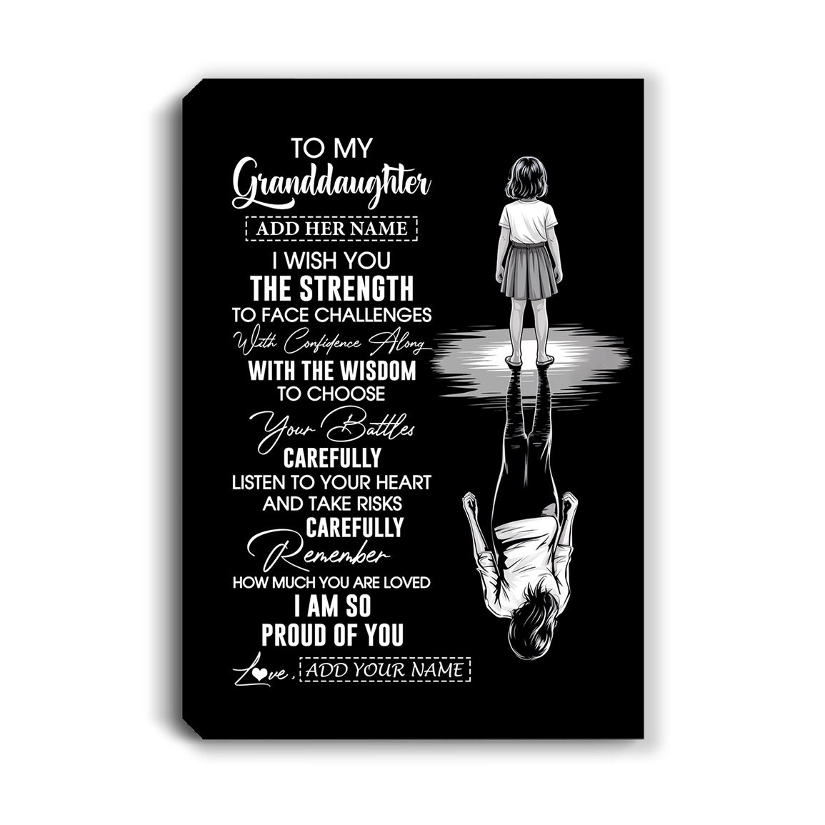Personalized To My Granddaughter Gifts Canvas From Grandma Grandpa I Wish You The Strength Granddaughter Birthday Gifts Christmas Graduation Custom Art Framed Canvas | teecentury