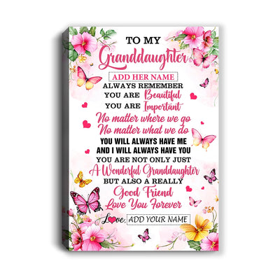 Personalized To My Granddaughter Gifts Canvas From Grandma Grandpa You Are Beautiful Birthday Gifts For Granddaughter Graduation Christmas Custom Wall Art Framed Canvas | teecentury