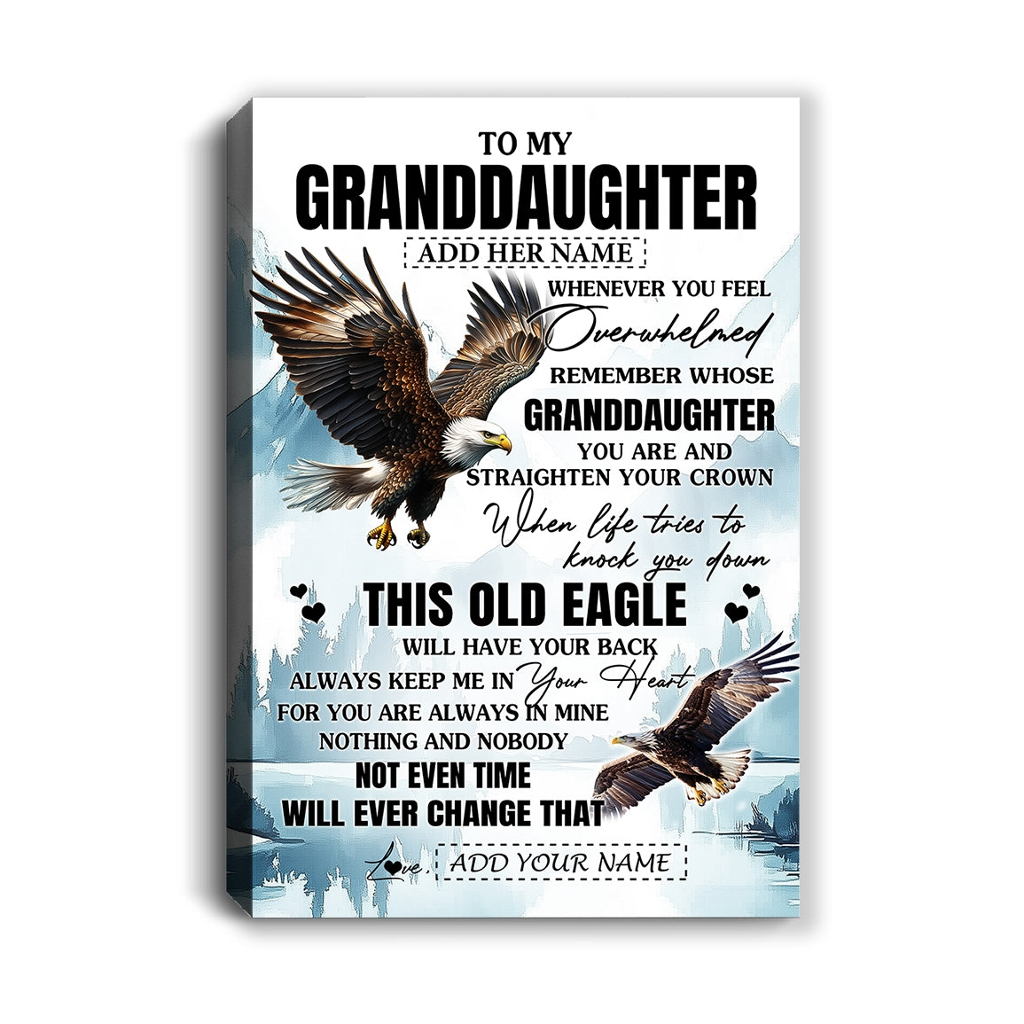 Personalized To My Granddaughter Gifts Canvas From Grandma Whenever Eagle Unique Birthday Gifts For Granddaughter Graduation Christmas Custom Wall Art Framed Canvas | teecentury