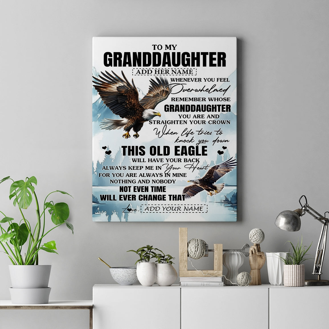 Personalized To My Granddaughter Gifts Canvas From Grandma Whenever Eagle Unique Birthday Gifts For Granddaughter Graduation Christmas Custom Wall Art Framed Canvas | teecentury