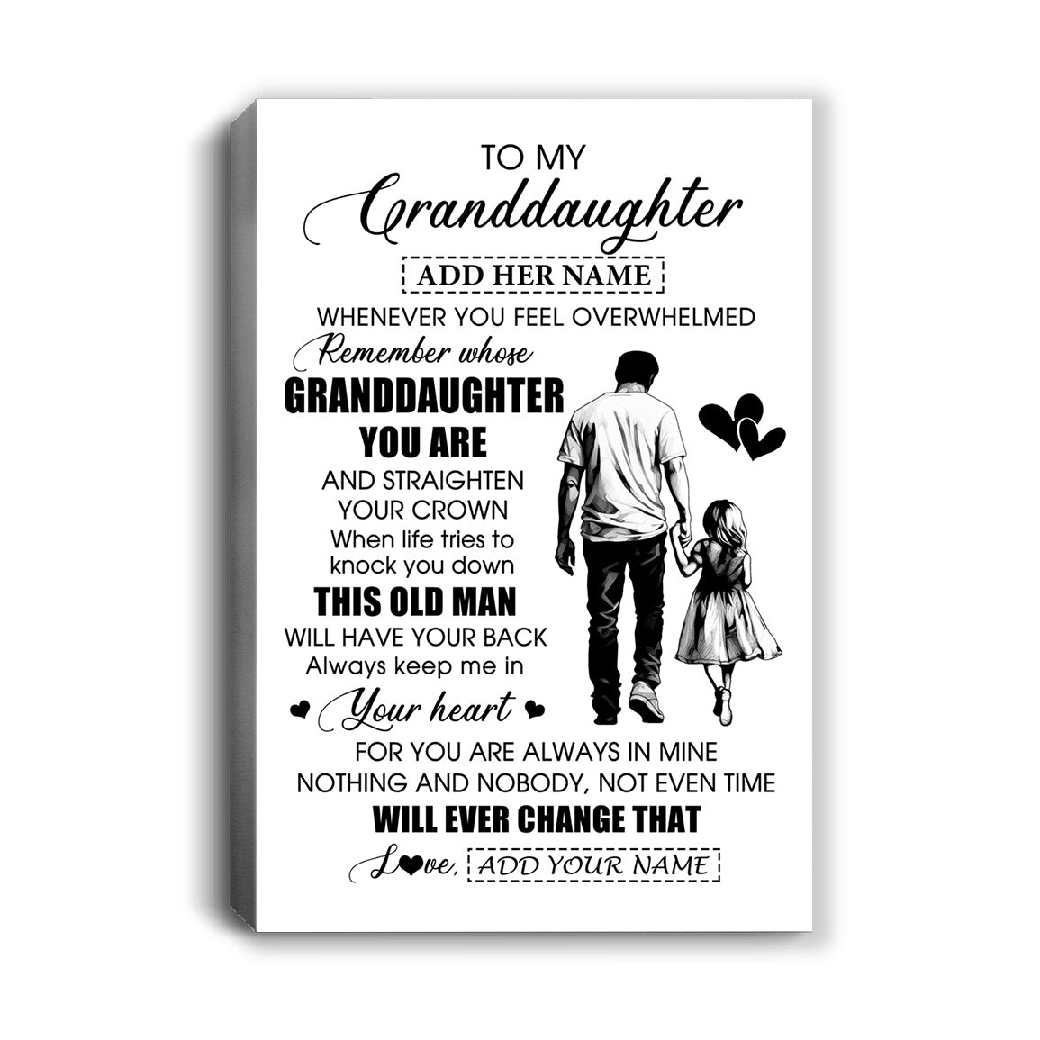 Personalized To My Granddaughter Gifts Canvas From Grandpa Papa Whenever Man Unique Birthday Gifts For Granddaughter Graduation Christmas Custom Art Framed Canvas | teecentury