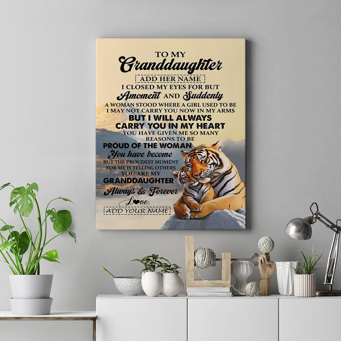 Personalized To My Granddaughter Gifts Canvas Tiger From Grandma Grandpa You Are My Granddaughter Birthday Gifts Graduation Christmas Custom Wall Art Framed Canvas Shirt & Hoodie | teecentury