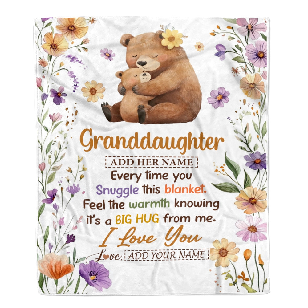 Personalized To My Granddaughter Gifts From Grandma Blanket Bear Big Hug Birthday Present Gift Idea For Granddaughter Christmas Graduation Fleece Blanket Shirt & Hoodie | teecentury