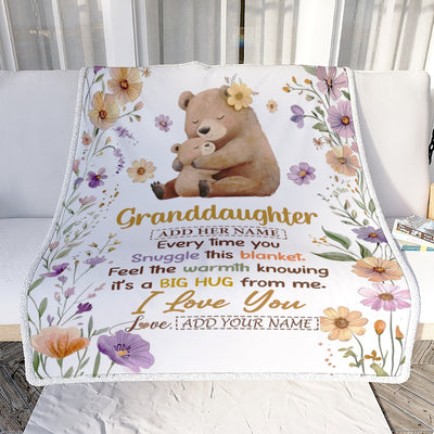 Personalized To My Granddaughter Gifts From Grandma Blanket Bear Big Hug Birthday Present Gift Idea For Granddaughter Christmas Graduation Fleece Blanket Shirt & Hoodie | teecentury