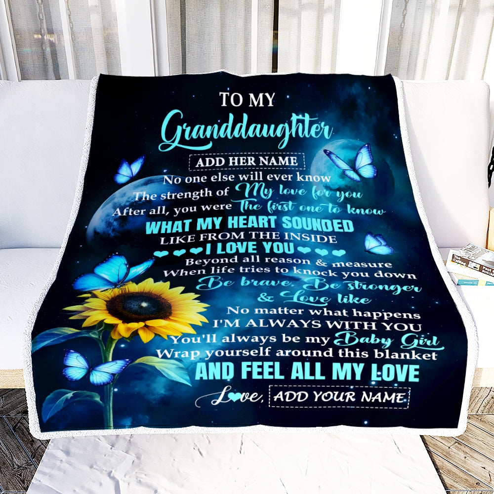 Personalized To My Granddaughter Gifts From Grandma Blanket Bufterfly Sunflower My Love For You Granddaughter Birthday Gift Christmas Custom Fleece Blanket | teecentury