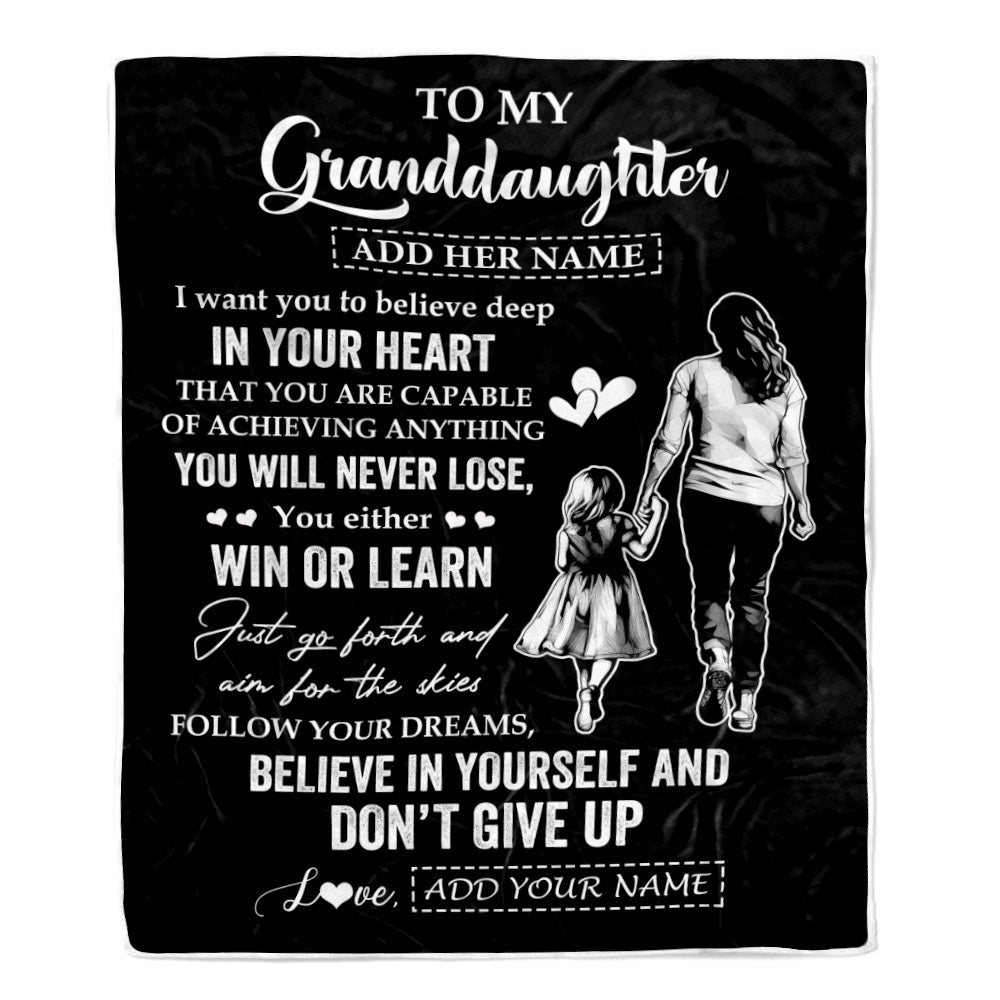 Personalized To My Granddaughter Gifts From Grandma Blanket Don't Give Up Grandmother Gifts For Granddaughter Birthday Graduation Christmas Fleece Blanket | teecentury