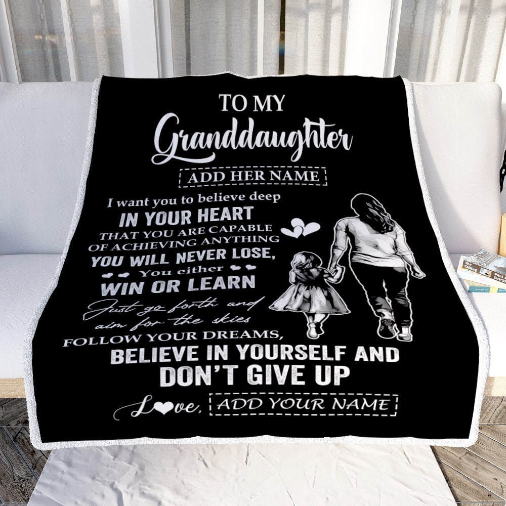 Personalized To My Granddaughter Gifts From Grandma Blanket Don't Give Up Grandmother Gifts For Granddaughter Birthday Graduation Christmas Fleece Blanket | teecentury