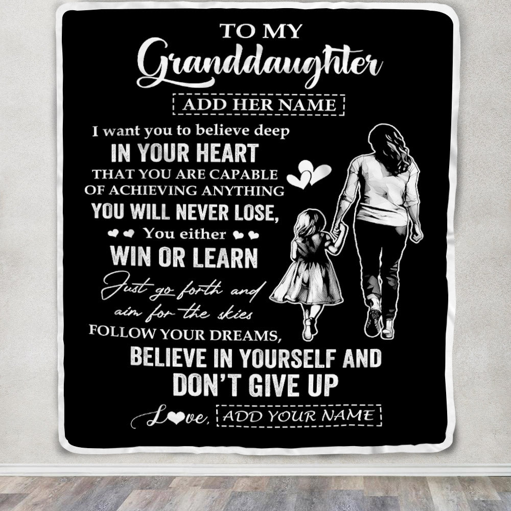 Personalized To My Granddaughter Gifts From Grandma Blanket Don't Give Up Grandmother Gifts For Granddaughter Birthday Graduation Christmas Fleece Blanket | teecentury