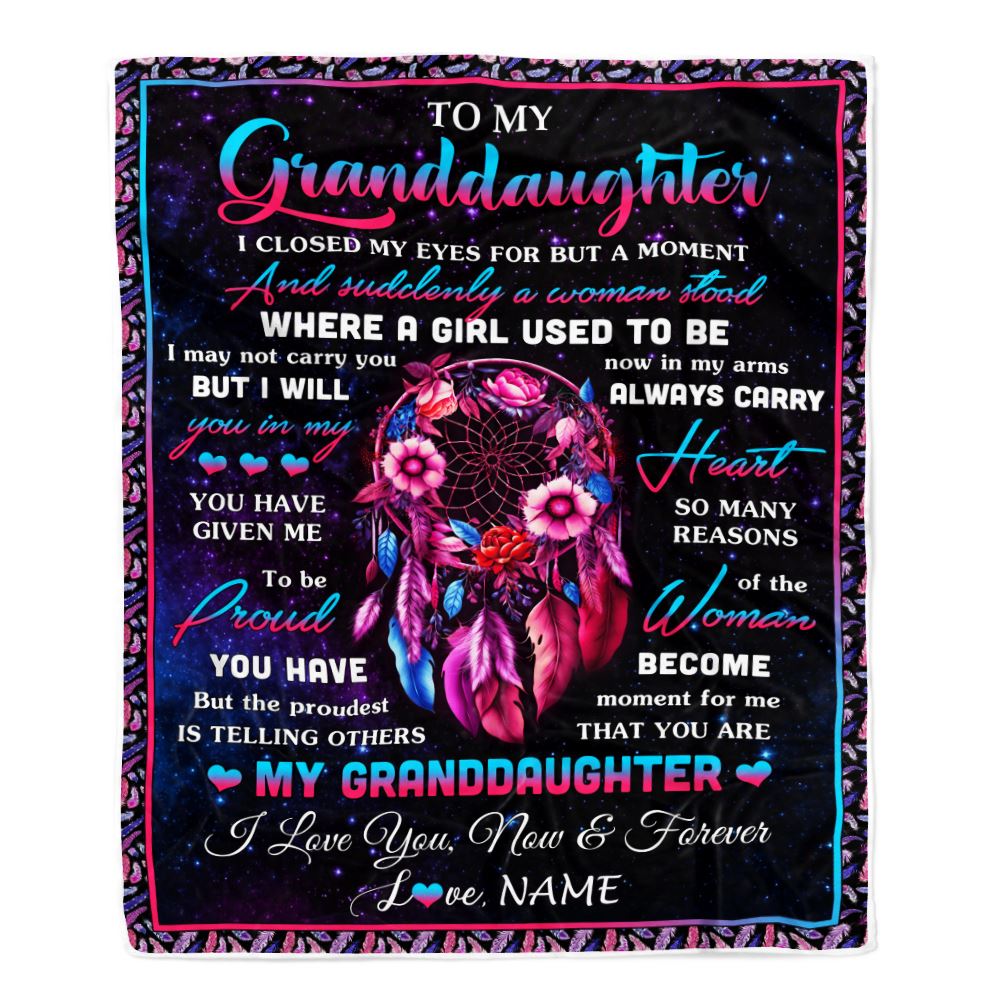 Personalized To My Granddaughter Gifts From Grandma Blanket Dream Catcher Birthday Gifts For Granddaughter Graduation Christmas Customized Fleece Blanket | teecentury