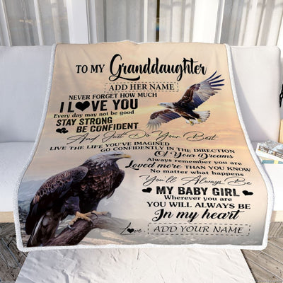 Personalized To My Granddaughter Gifts From Grandma Blanket Eagle Never Forget How Much I Love You Granddaughter Birthday Graduation Christmas Fleece Blanket | teecentury