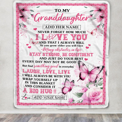 Personalized To My Granddaughter Gifts From Grandma Blanket I Love You Butterfly Birthday Gifts For Granddaughter Graduation Christmas Fleece Blanket | teecentury
