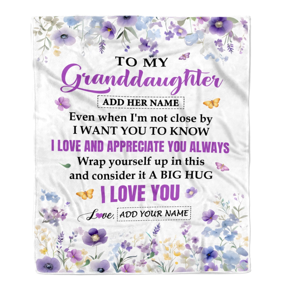 Personalized To My Granddaughter Gifts From Grandma Blanket I Love You Purple Floral Birthday Gift Idea For Granddaughter Gifts Christmas Custom Fleece Blanket | teecentury