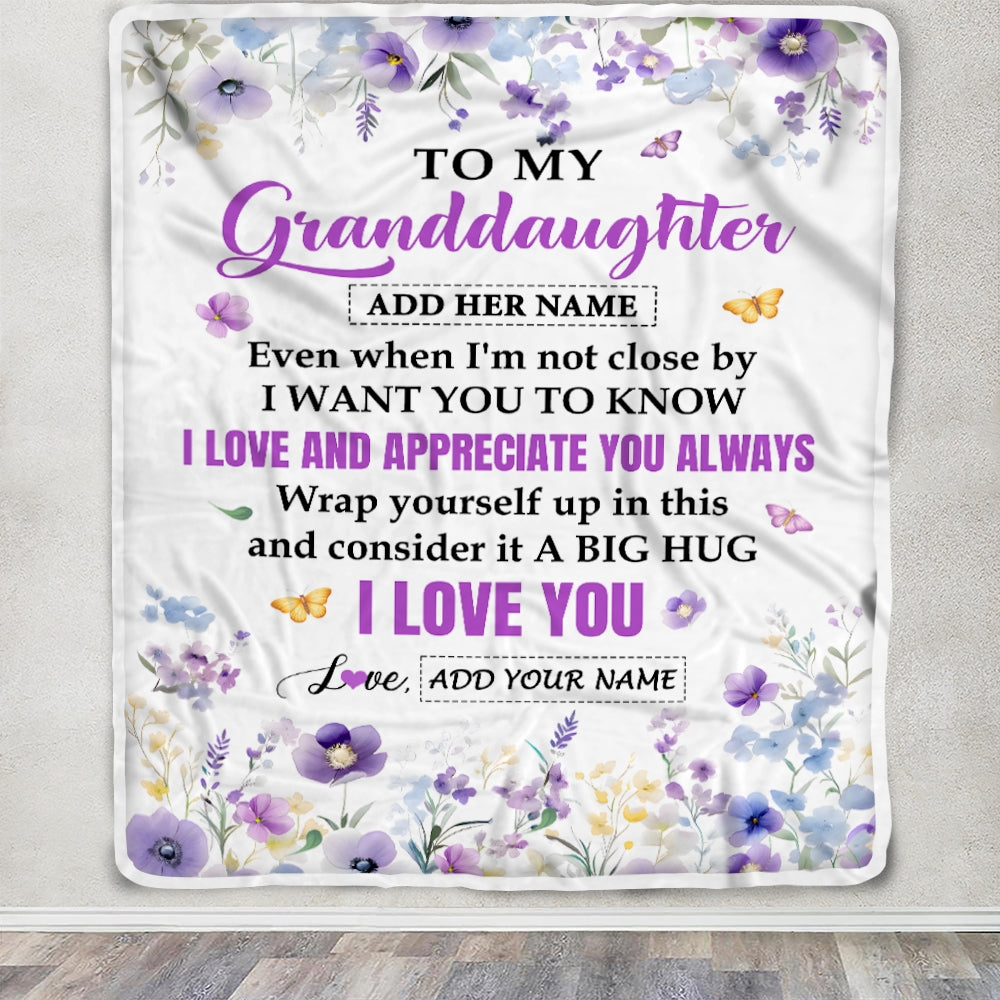 Personalized To My Granddaughter Gifts From Grandma Blanket I Love You Purple Floral Birthday Gift Idea For Granddaughter Gifts Christmas Custom Fleece Blanket | teecentury