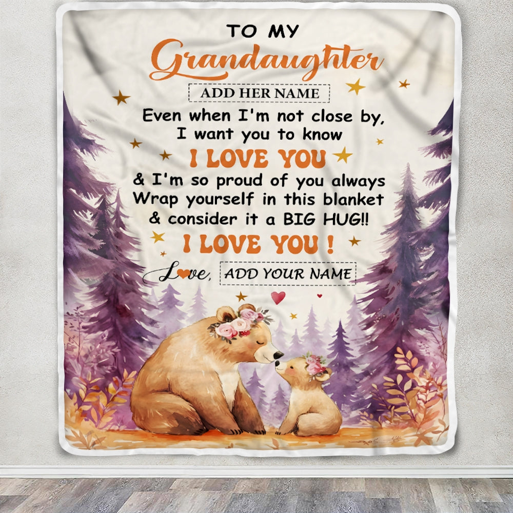 Personalized To My Granddaughter Gifts From Grandma Blanket Kiss Bear I Love You Granddaughter Birthday Gift Valentines Christmas Custom Fleece Blanket | teecentury