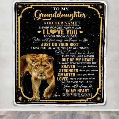 Personalized To My Granddaughter Gifts From Grandma Blanket Lion I Love You Graduation Birthday Gifts For Granddaughter Customized Christmas Fleece Blanket | teecentury