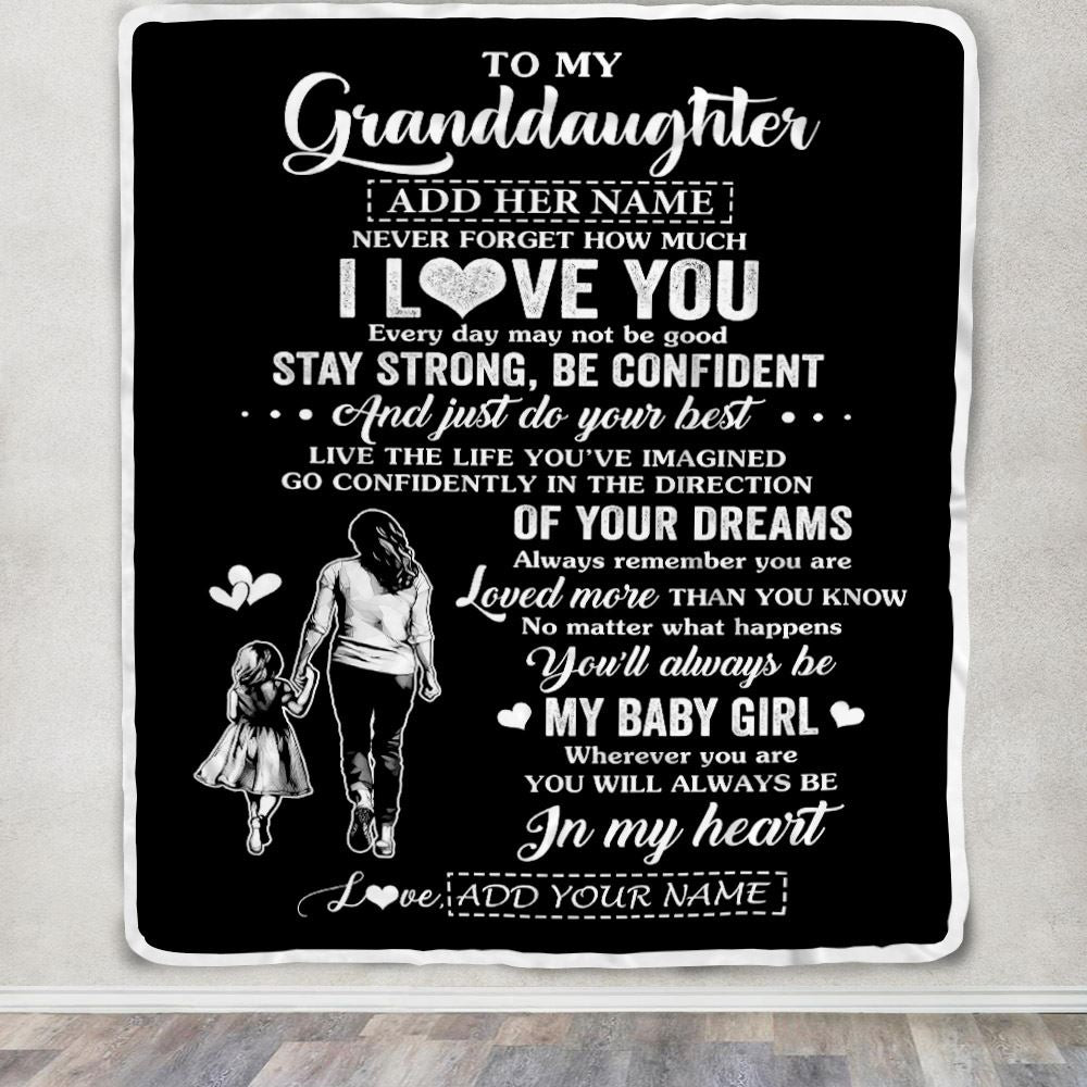 Personalized To My Granddaughter Gifts From Grandma Blanket Never Forget How Much I Love You Granddaughter Birthday Graduation Christmas Fleece Throw Blanket | teecentury