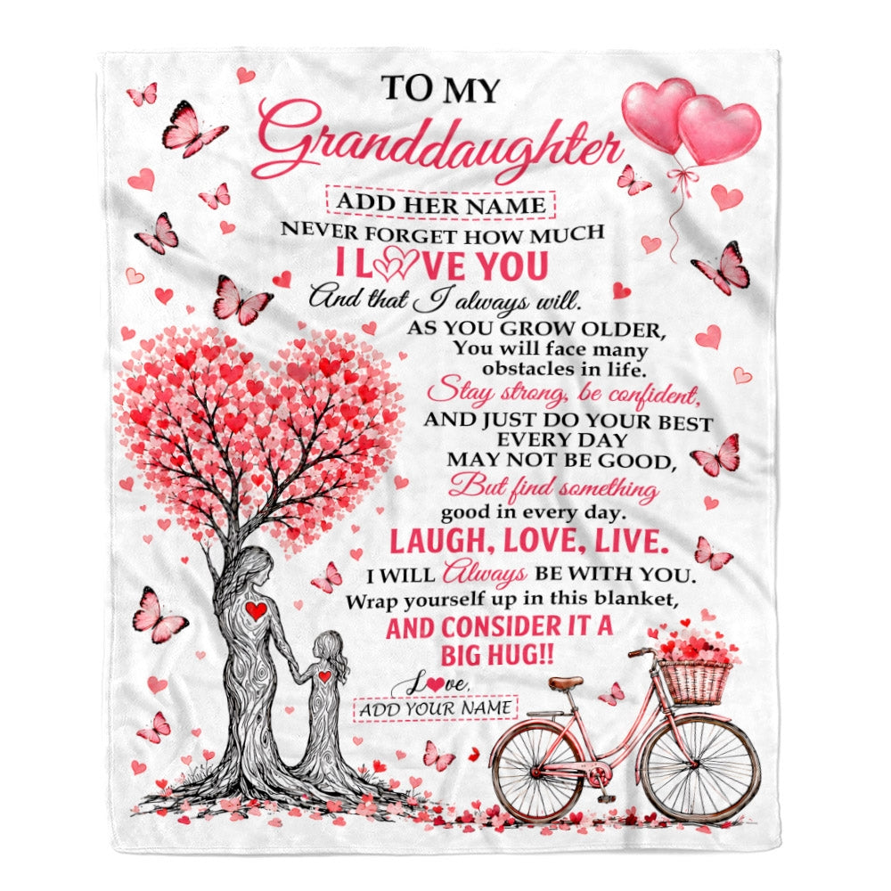 Personalized To My Granddaughter Gifts From Grandma Blanket Tree I Love You Always Will Birthday Christmas Gift For Granddaughter Custom Fleece Throw Blanket | teecentury