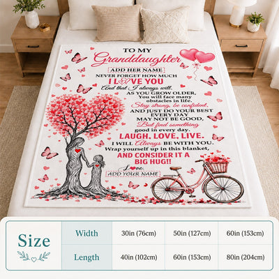 Personalized To My Granddaughter Gifts From Grandma Blanket Tree I Love You Always Will Birthday Christmas Gift For Granddaughter Custom Fleece Throw Blanket | teecentury