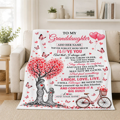 Personalized To My Granddaughter Gifts From Grandma Blanket Tree I Love You Always Will Birthday Christmas Gift For Granddaughter Custom Fleece Throw Blanket | teecentury