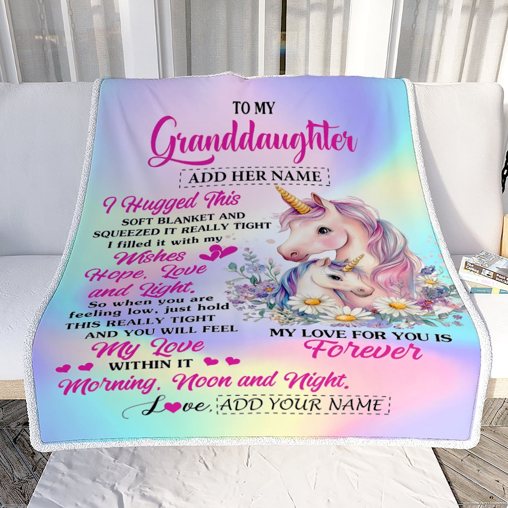 Personalized To My Granddaughter Gifts From Grandma Blanket Unicorn Letter I Hugged This Gifts For Granddaughter Birthday Graduation Christmas Fleece Blanket | teecentury