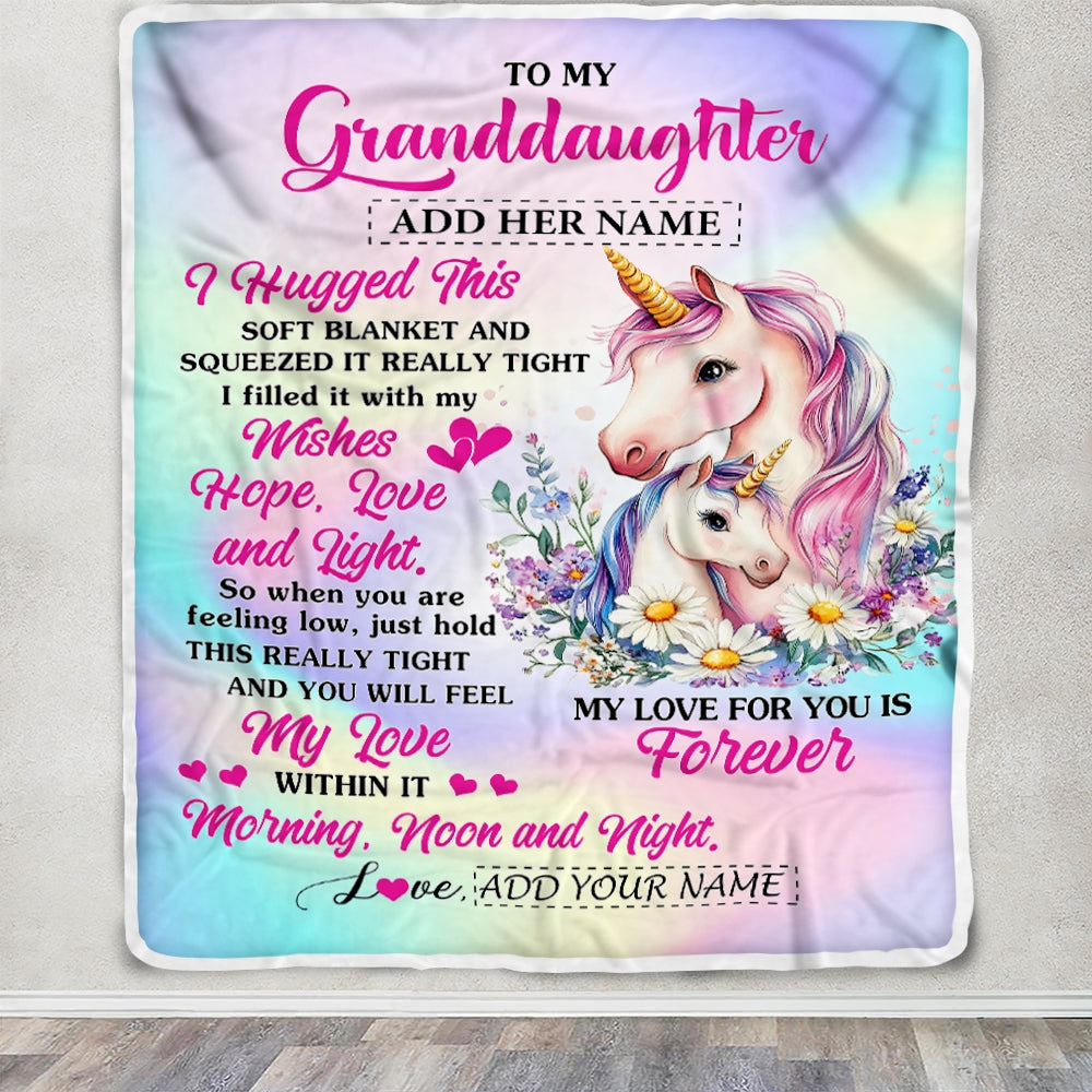 Personalized To My Granddaughter Gifts From Grandma Blanket Unicorn Letter I Hugged This Gifts For Granddaughter Birthday Graduation Christmas Fleece Blanket | teecentury