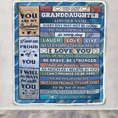 Personalized To My Granddaughter Gifts From Grandma Blanket Wood I Love You Birthday Graduation Gifts For Granddaughter Customized Christmas Fleece Blanket | teecentury