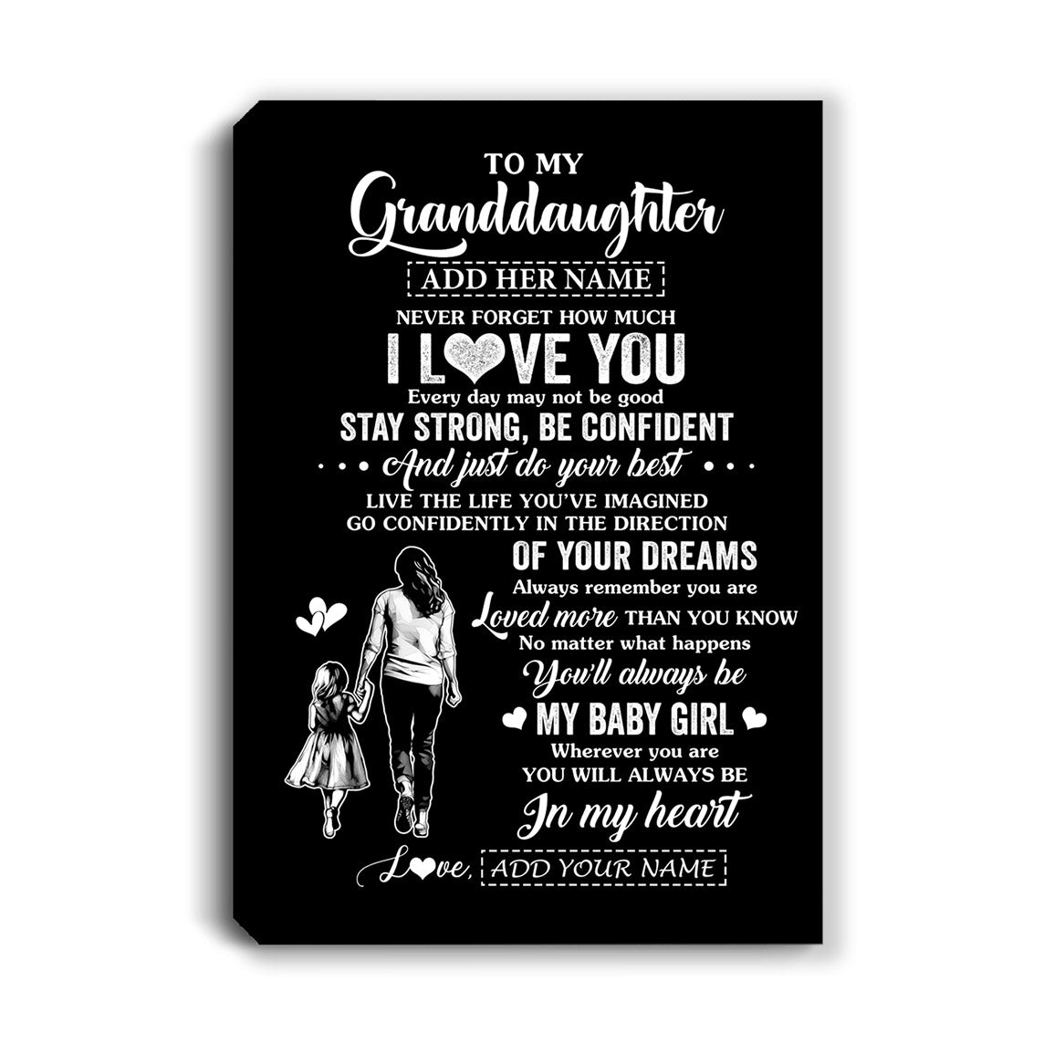 Personalized To My Granddaughter Gifts From Grandma Canvas Never Forget How Much I Love You Granddaughter Birthday Graduation Christmas Gift Custom Art Framed Canvas | teecentury