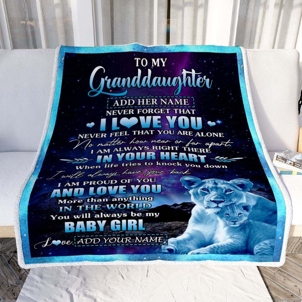 Personalized To My Granddaughter Gifts From Grandma Gigi Blanket I Love You Lion Birthday Gift Ideas For Granddaughter Graduation Christmas Fleece Blanket | teecentury