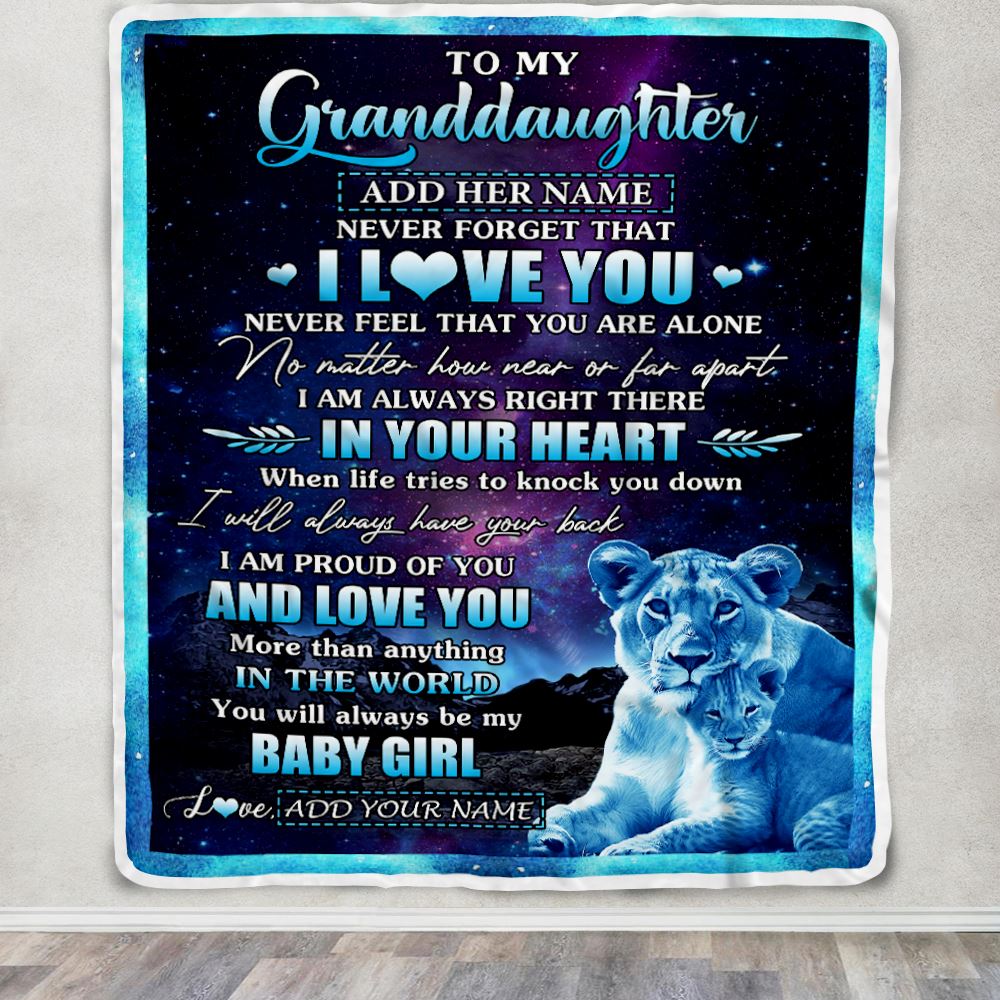 Personalized To My Granddaughter Gifts From Grandma Gigi Blanket I Love You Lion Birthday Gift Ideas For Granddaughter Graduation Christmas Fleece Blanket | teecentury