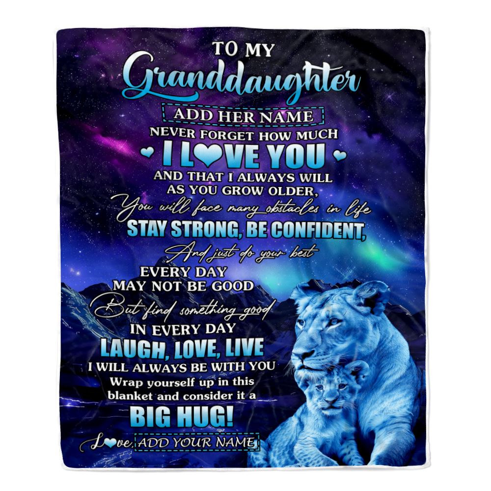 Personalized To My Granddaughter Gifts From Grandma Gigi Blanket Laught Love Live Lion Great Granddaughter Birthday Gifts Graduation Christmas Fleece Blanket | teecentury