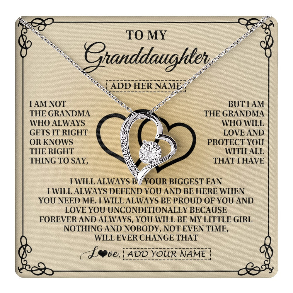 Forever Love Necklace 14K White Gold Finish | 1 | Personalized To My Granddaughter Gifts From Grandma Granddaughter Birthday Gifts Jewelry Women Granddaughter Pendant Necklace Christmas Gift Box Message Card | teecentury.myshopify