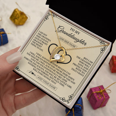 Forever Love Necklace 18K Yellow Gold Finish | 2 | Personalized To My Granddaughter Gifts From Grandma Granddaughter Birthday Gifts Jewelry Women Granddaughter Pendant Necklace Christmas Gift Box Message Card | teecentury.myshopify