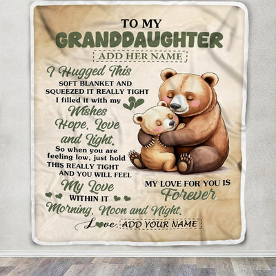 Personalized To My Granddaughter Gifts From Grandma Grandpa Blanket Bear Letter I Hugged This Gifts For Granddaughter Birthday Christmas Custom Fleece Blanket | teecentury