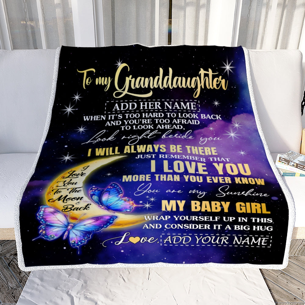 Personalized To My Granddaughter Gifts From Grandma Grandpa Blanket Butterfly I Love You Valentines Gifts For Granddaughter Birthday Christmas Fleece Blanket | teecentury