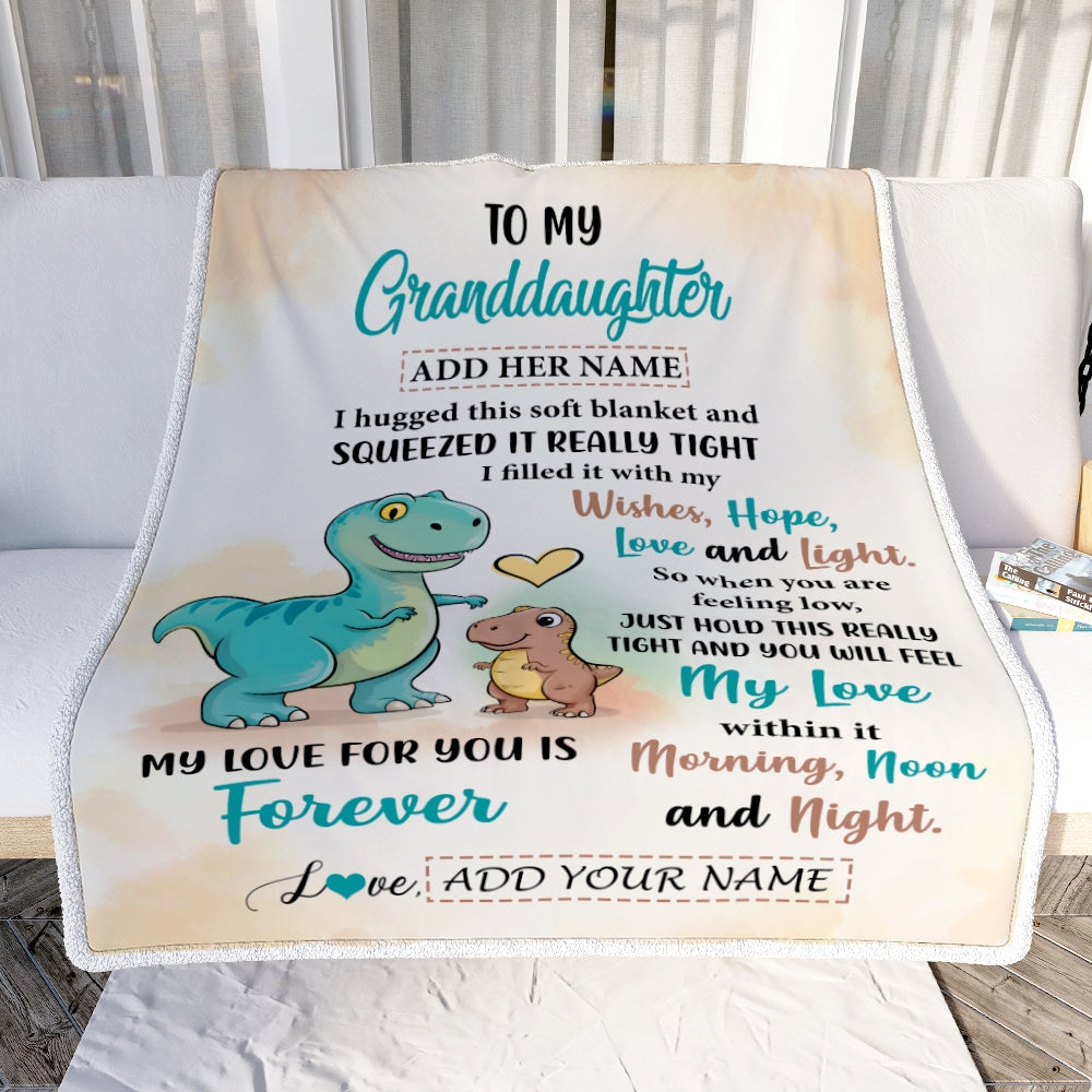 Personalized To My Granddaughter Gifts From Grandma Grandpa Blanket Dinosaur Letter I Hugged This Gifts For Granddaughter Birthday Christmas Fleece Blanket | teecentury