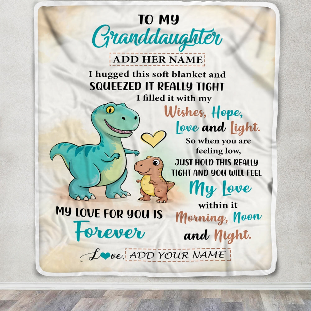 Personalized To My Granddaughter Gifts From Grandma Grandpa Blanket Dinosaur Letter I Hugged This Gifts For Granddaughter Birthday Christmas Fleece Blanket | teecentury
