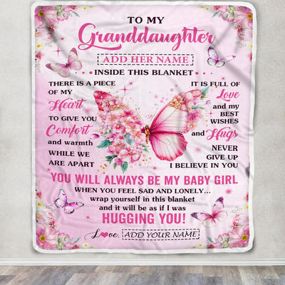 Personalized To My Granddaughter Gifts From Grandma Grandpa Blanket Floral Butterfly Birthday Gifts For Granddaughter Graduation Christmas Fleece Blanket | teecentury