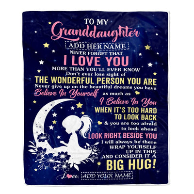 Personalized To My Granddaughter Gifts From Grandma Grandpa Blanket Floral Moon Birthday Gifts For Granddaughter Graduation Wedding Christmas Fleece Blanket | teecentury