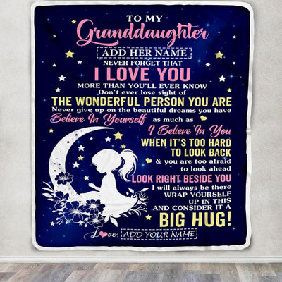 Personalized To My Granddaughter Gifts From Grandma Grandpa Blanket Floral Moon Birthday Gifts For Granddaughter Graduation Wedding Christmas Fleece Blanket | teecentury